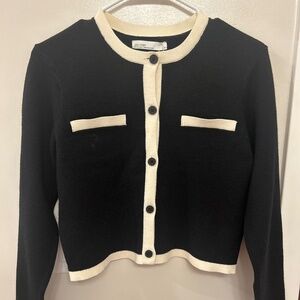 Oak & Fort black and cream cardigan NWT